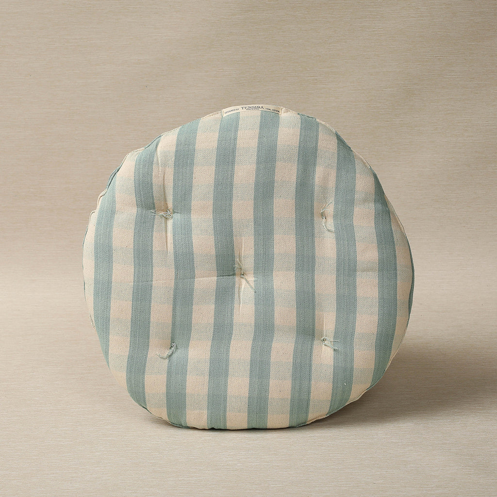 Soft celadon plaid round chair cushion