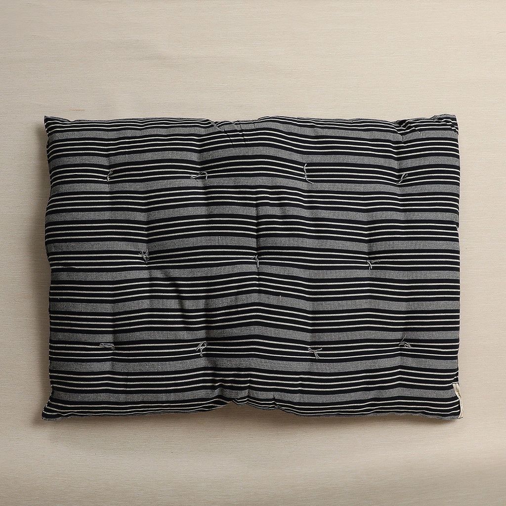 Black & Antique White plaid rectangular cushion