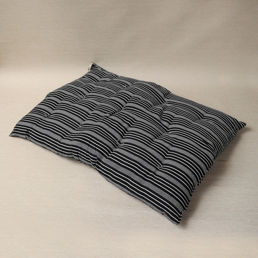 Black & Antique White plaid rectangular cushion