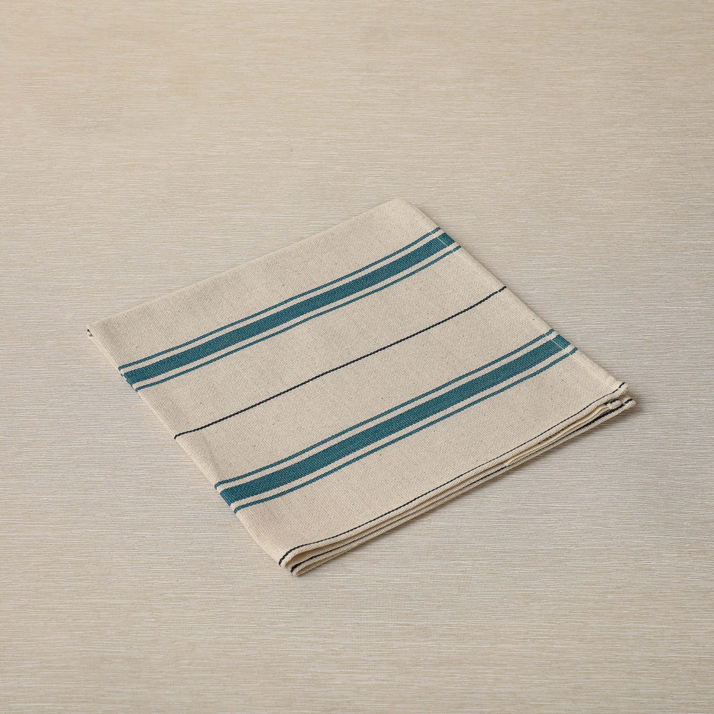 Teal stripe cotton napkin