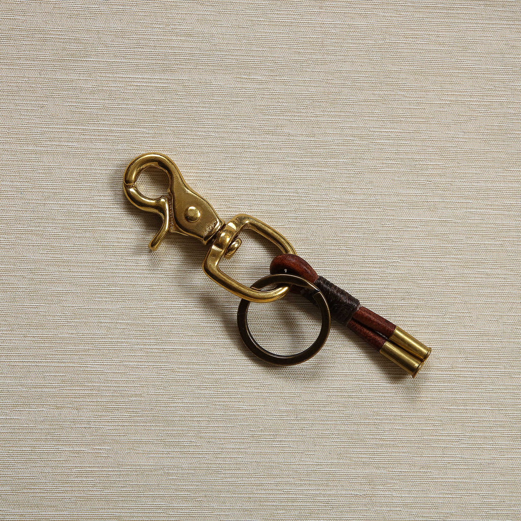 Brass keychain with leather