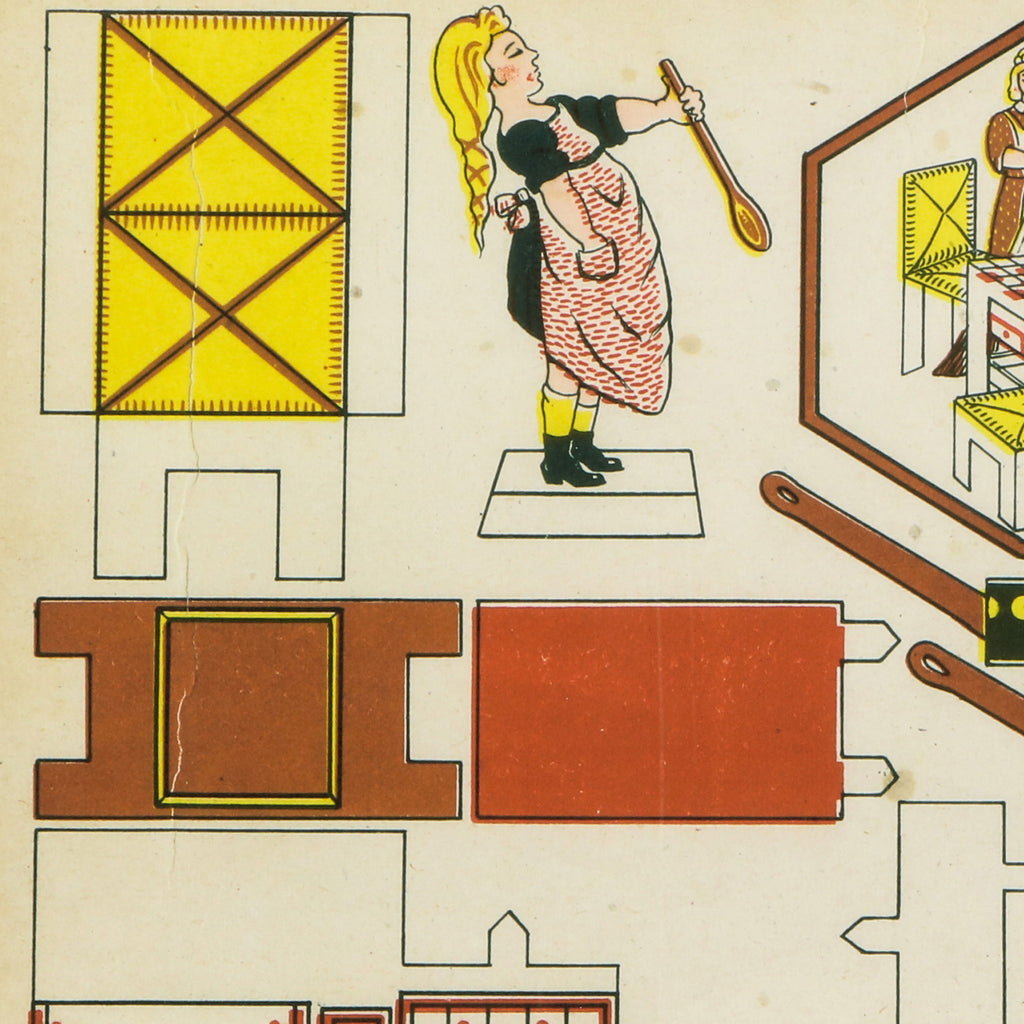 Doll paper kitchen with color print Copper Beech