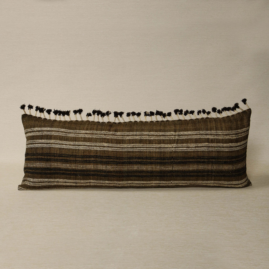 Long Hand woven wool pillow