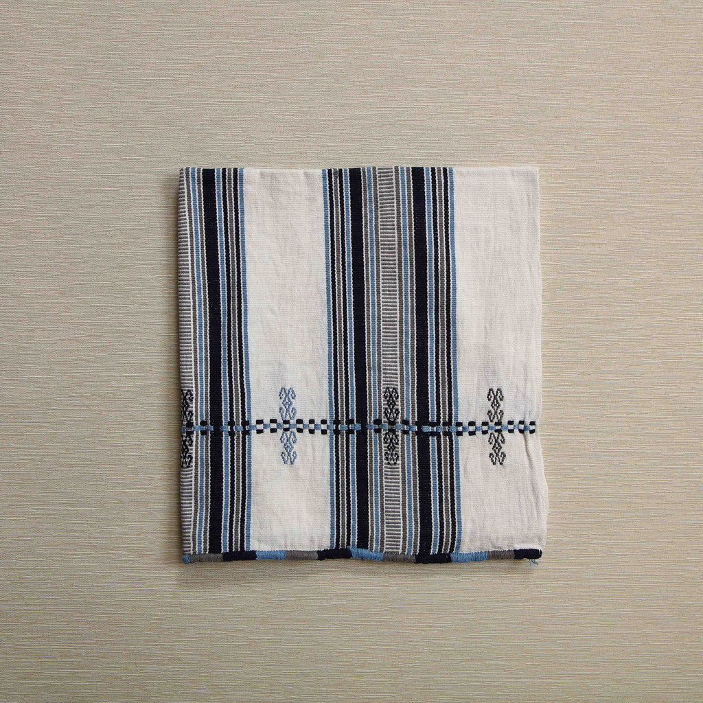 Navy, sky blue, and grey handwoven stripe napkins