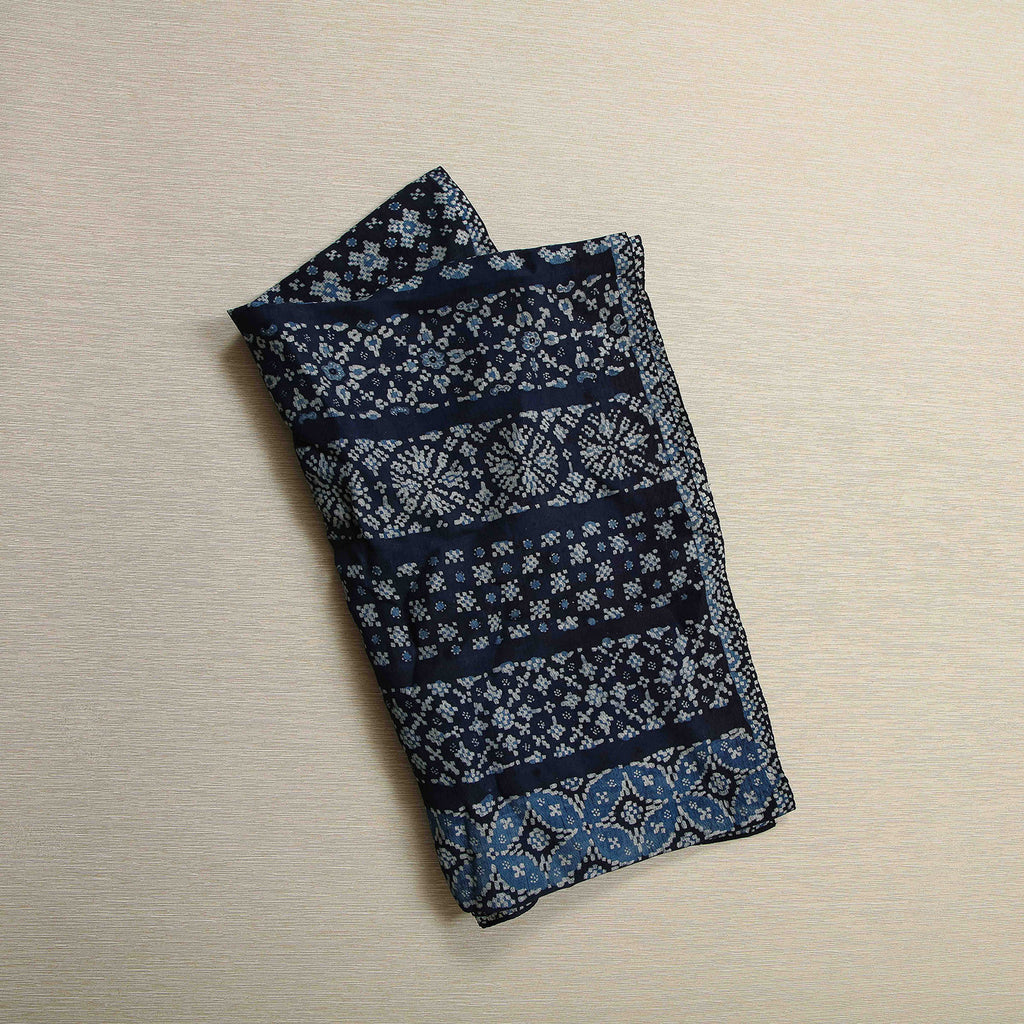 Indigo batik silk scarf