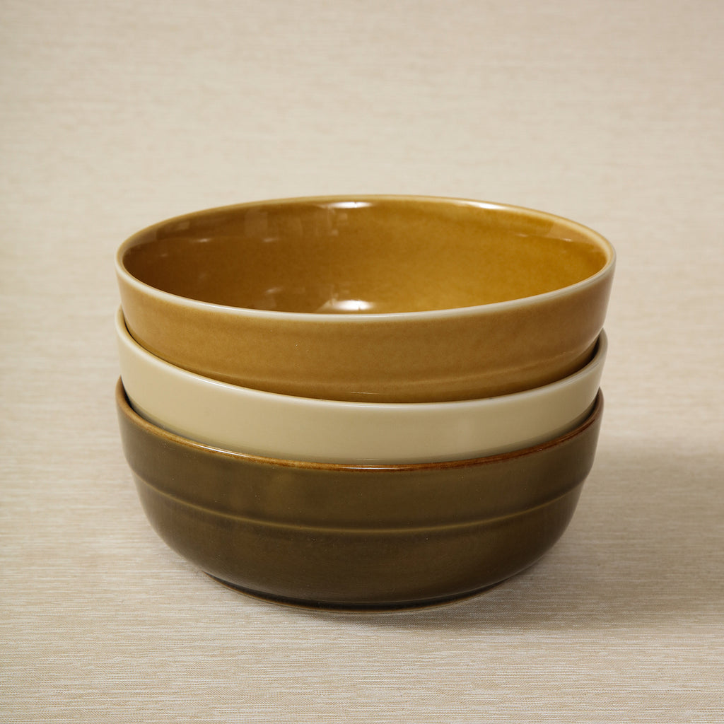 Glazed recycled low wide bowl