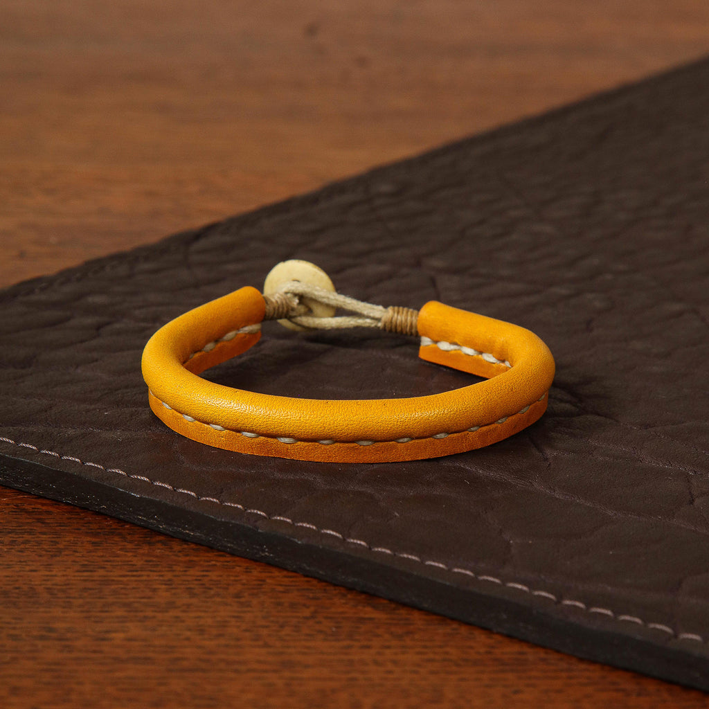 Colorful Leather Bracelet with Hand Stitching