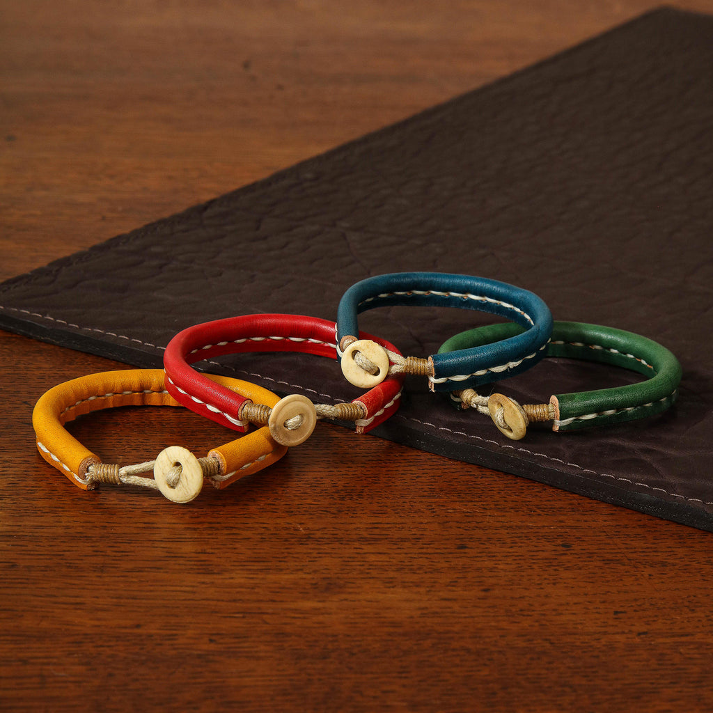 Colorful Leather Bracelet with Hand Stitching