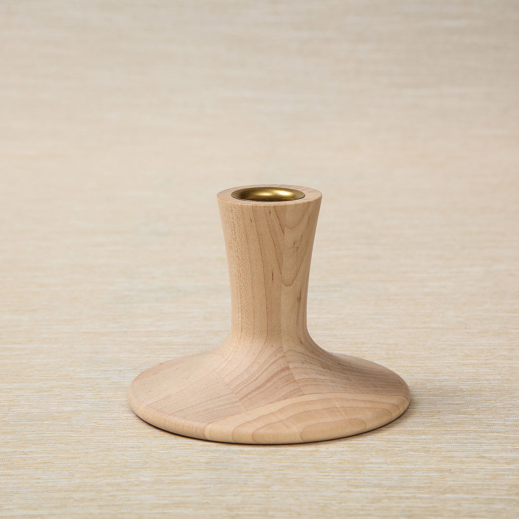 Trumpet candle holder in white maple