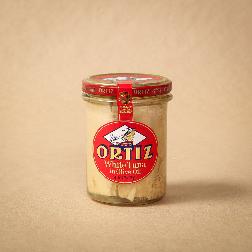 Ortiz White Bonito Tuna in Olive Oil Glass Jar 220g