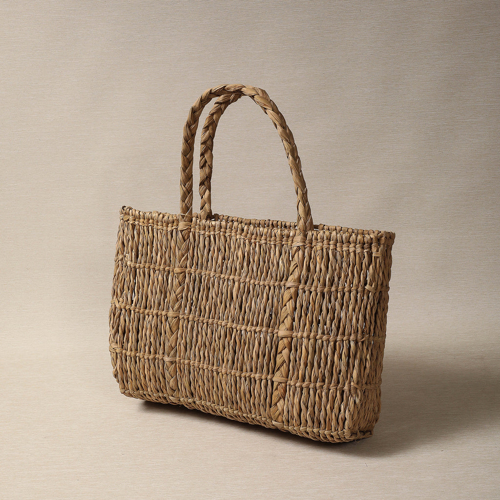 Inea fiber basket tote with braided handle