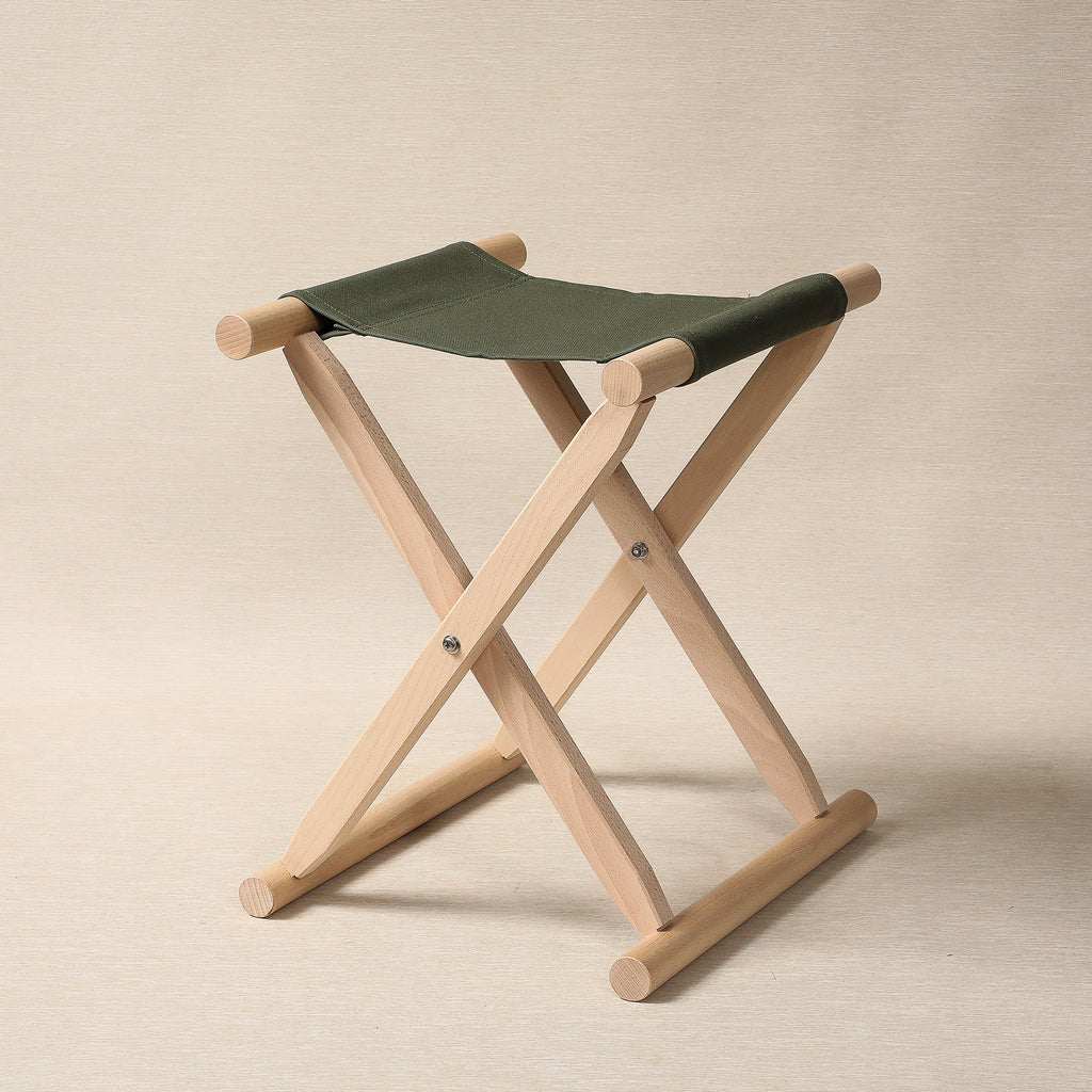 Handmade beech & canvas folding stool