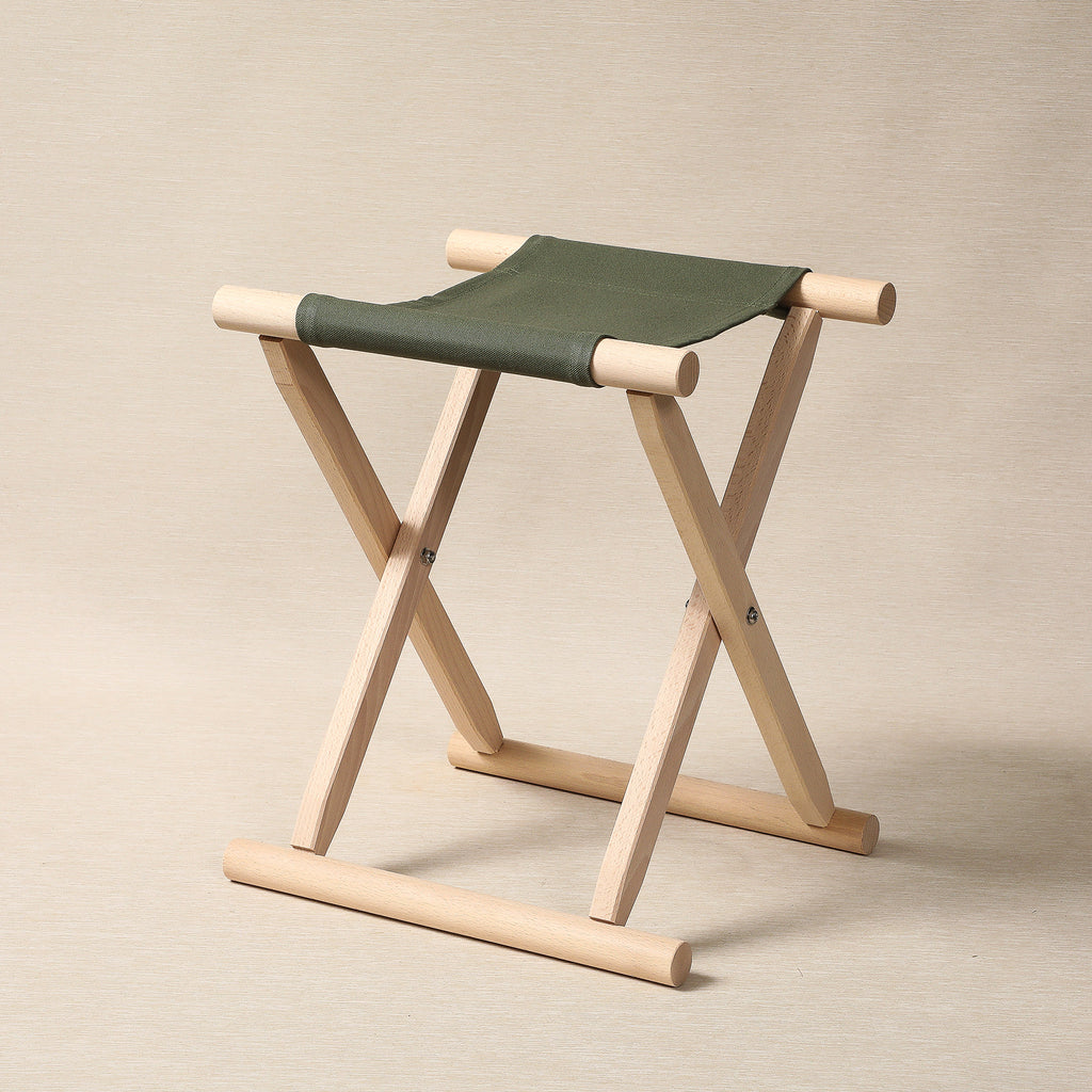 Handmade beech & canvas folding stool