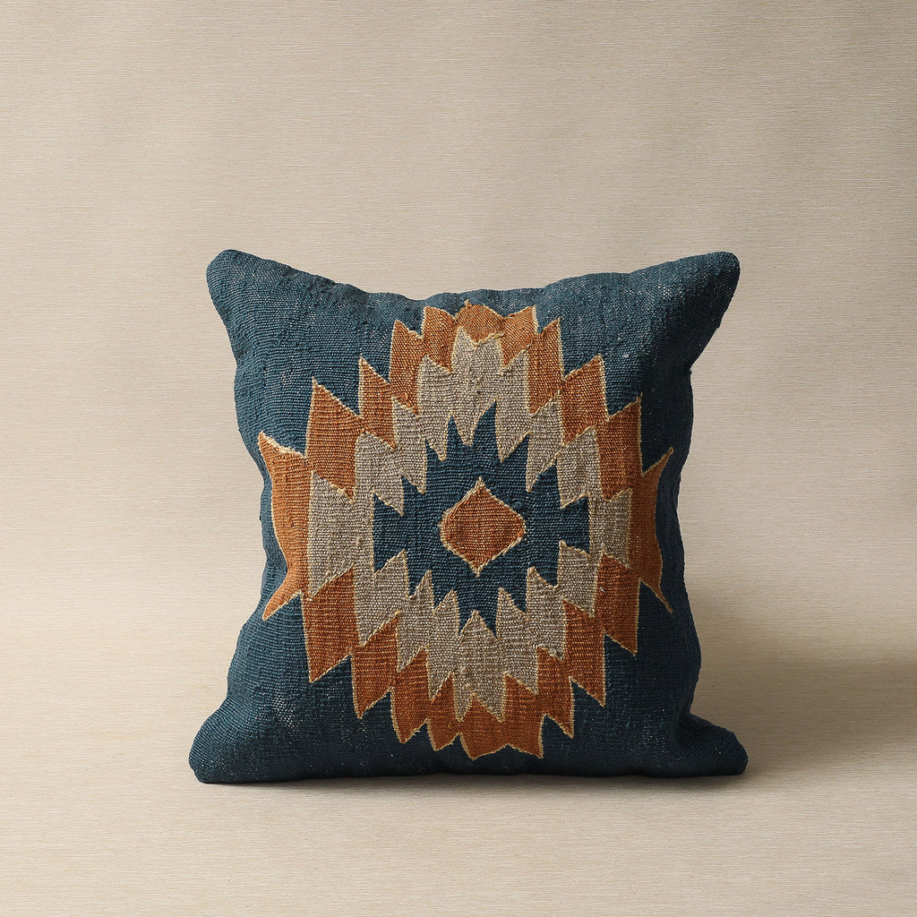 Reverb indigo kilim cushion