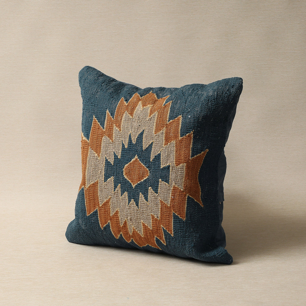 Reverb indigo kilim cushion
