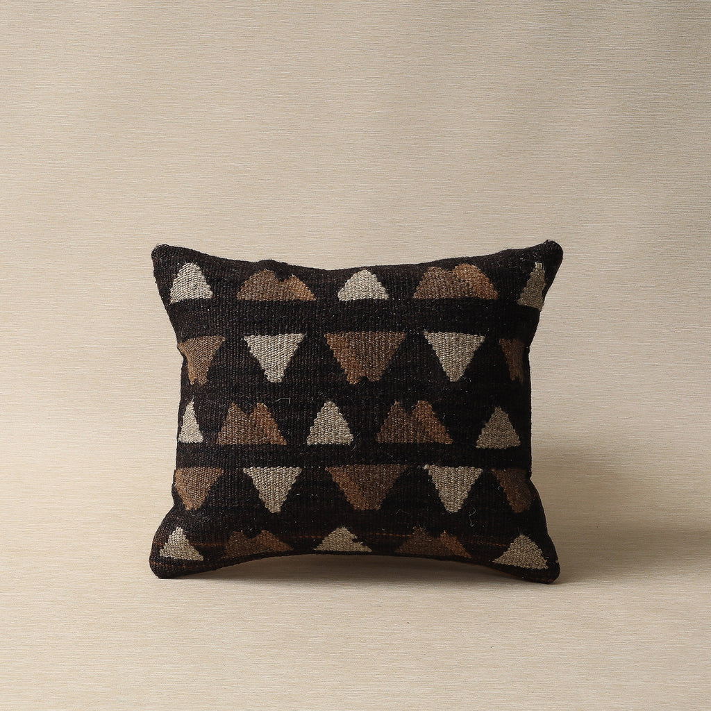 16" Double Vision kilim cushion in dark brown