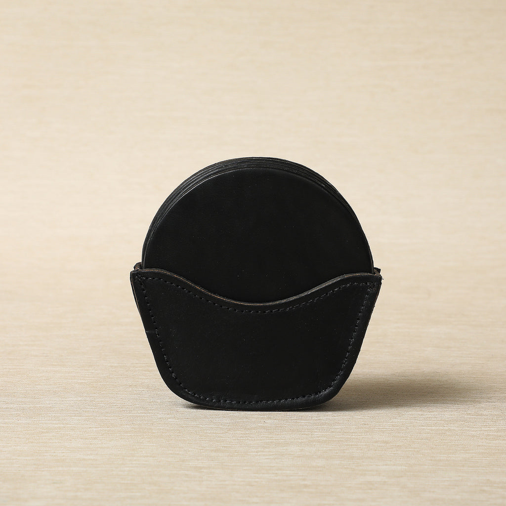 Leather Coaster Set in Caddy