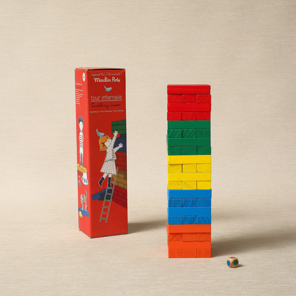 Wooden tumbling tower game