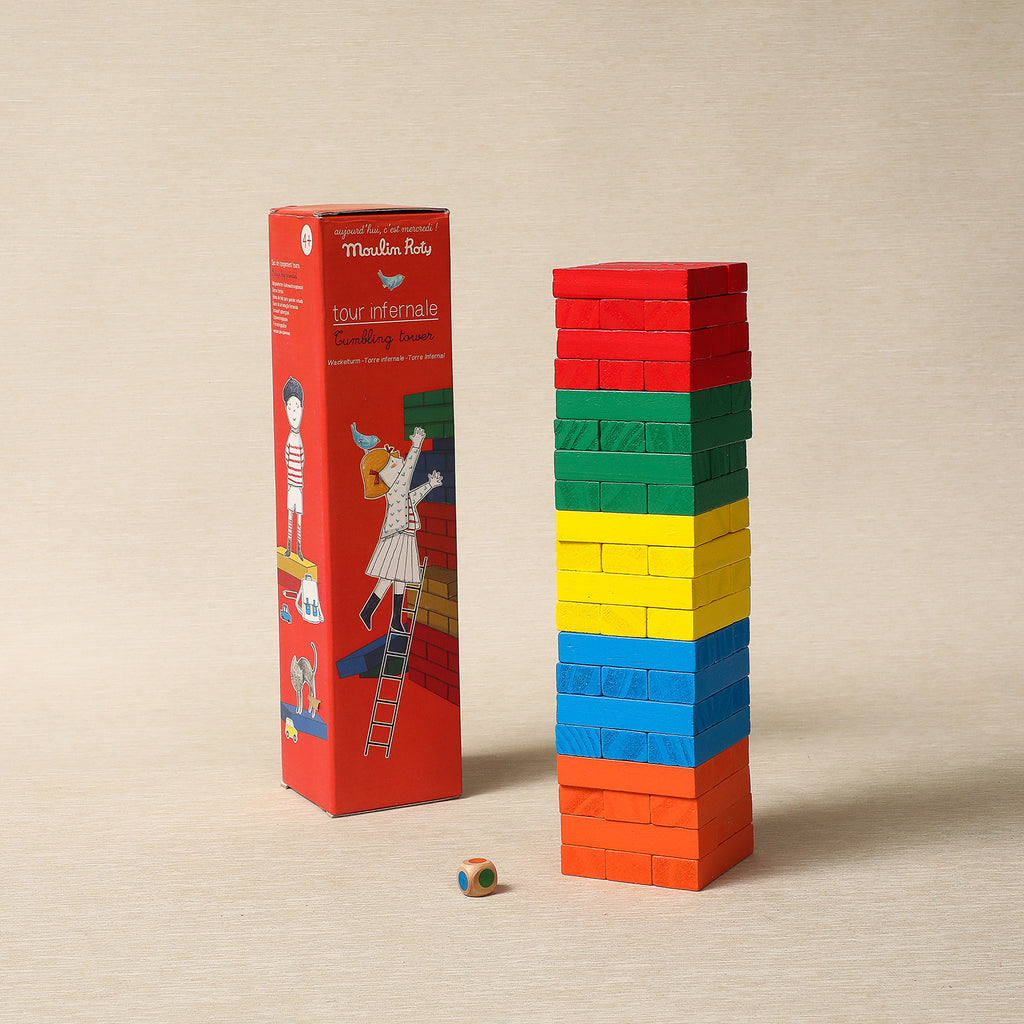 Wooden tumbling tower game