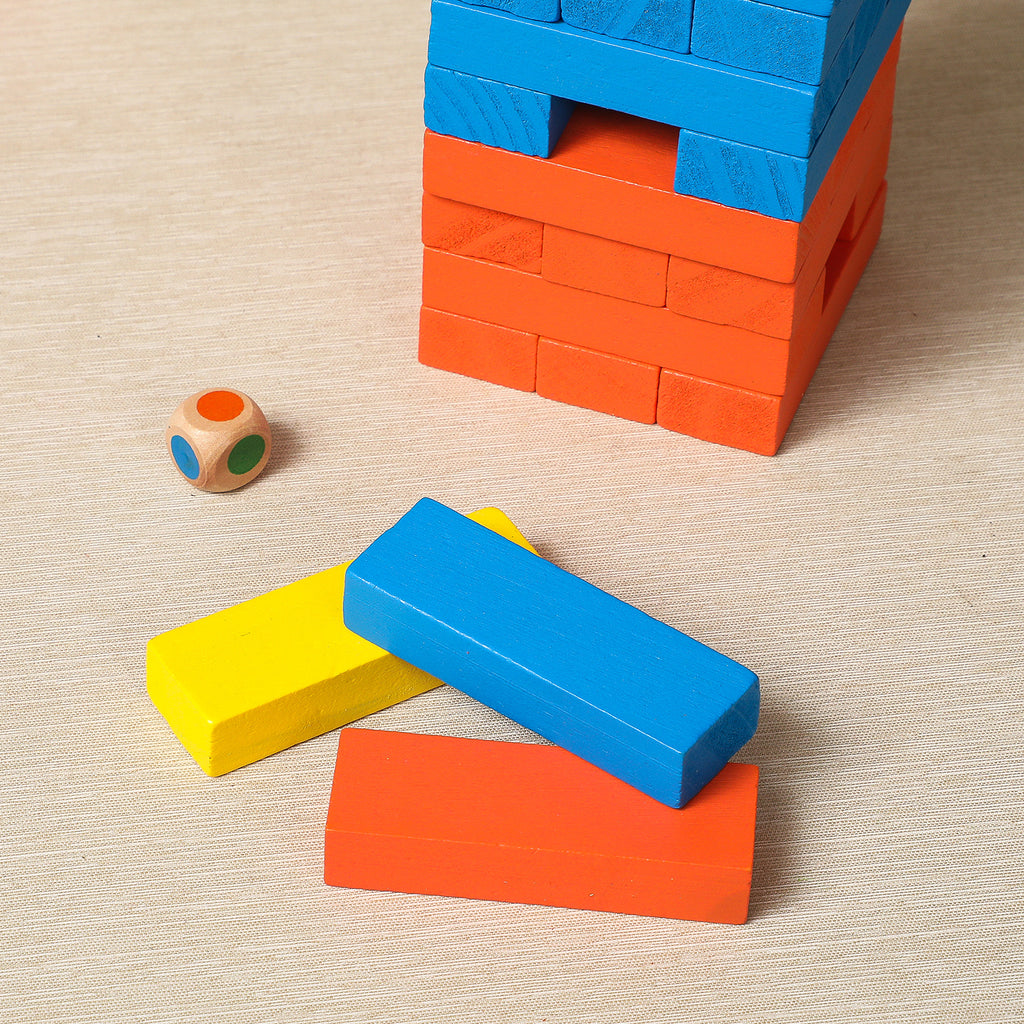 Wooden tumbling tower game