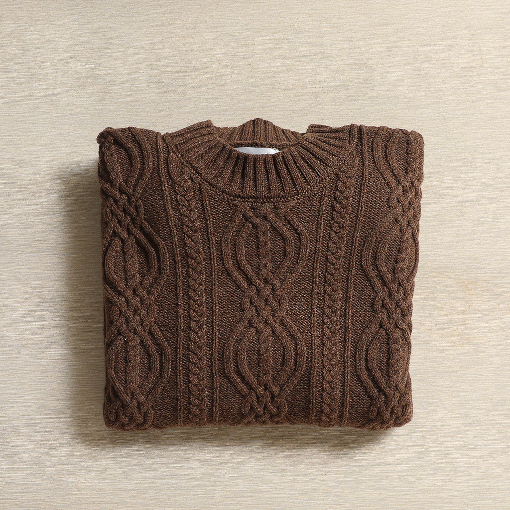 Aran Cable Seater in Pecan