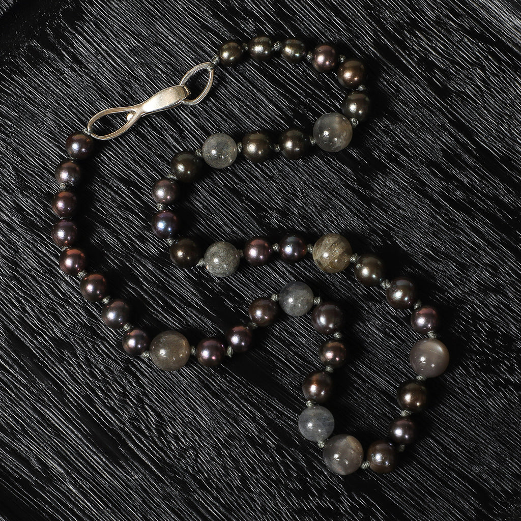 Black Pearl and Labrodorite Choker