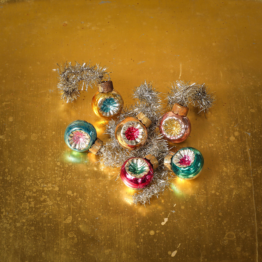 Case of six assorted indent bauble ornaments