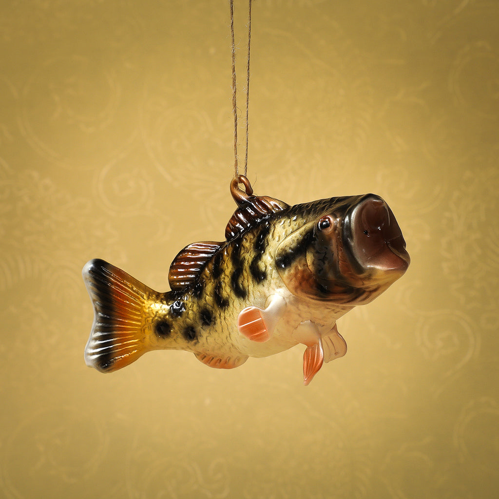 Large glass mouth bass ornament