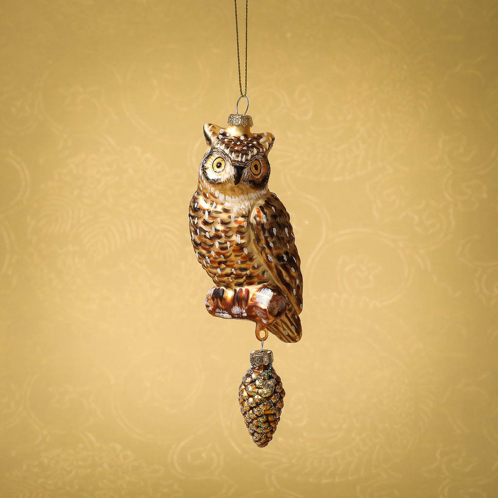 Thicket Owl glass ornament