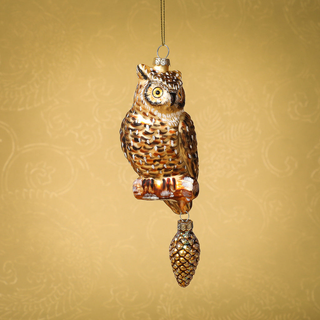 Thicket Owl glass ornament