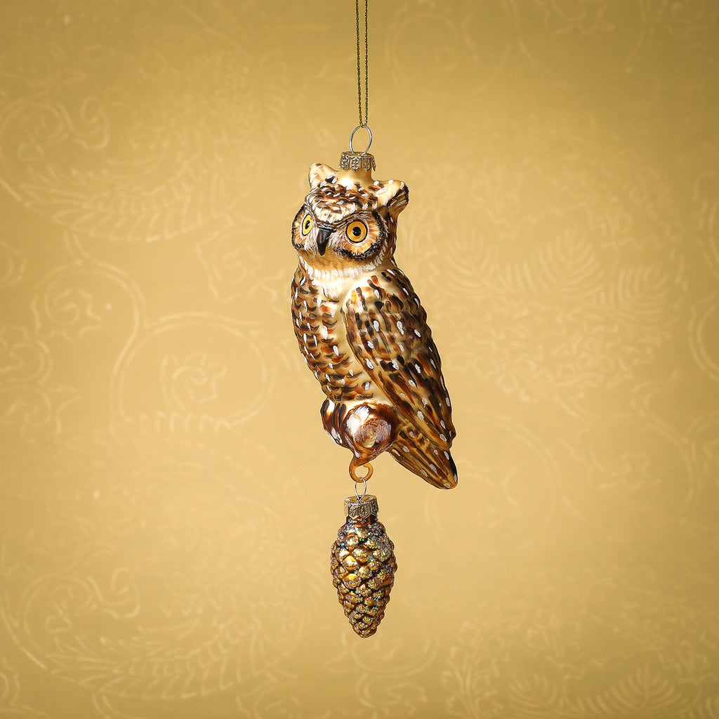 Thicket Owl glass ornament