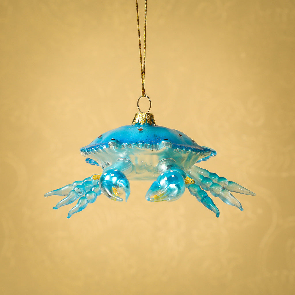Seaside Crab Glass Ornament