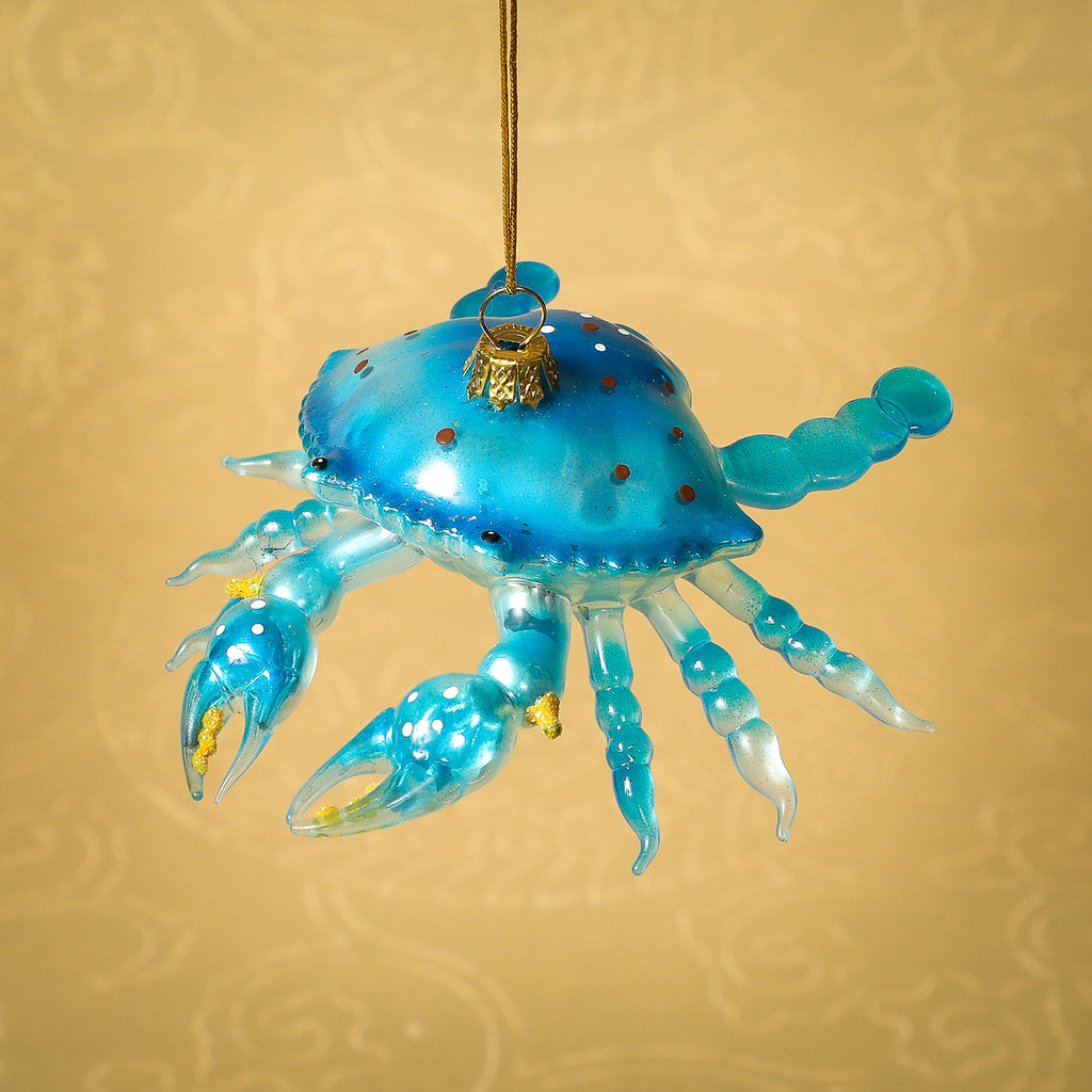 Seaside Crab Glass Ornament