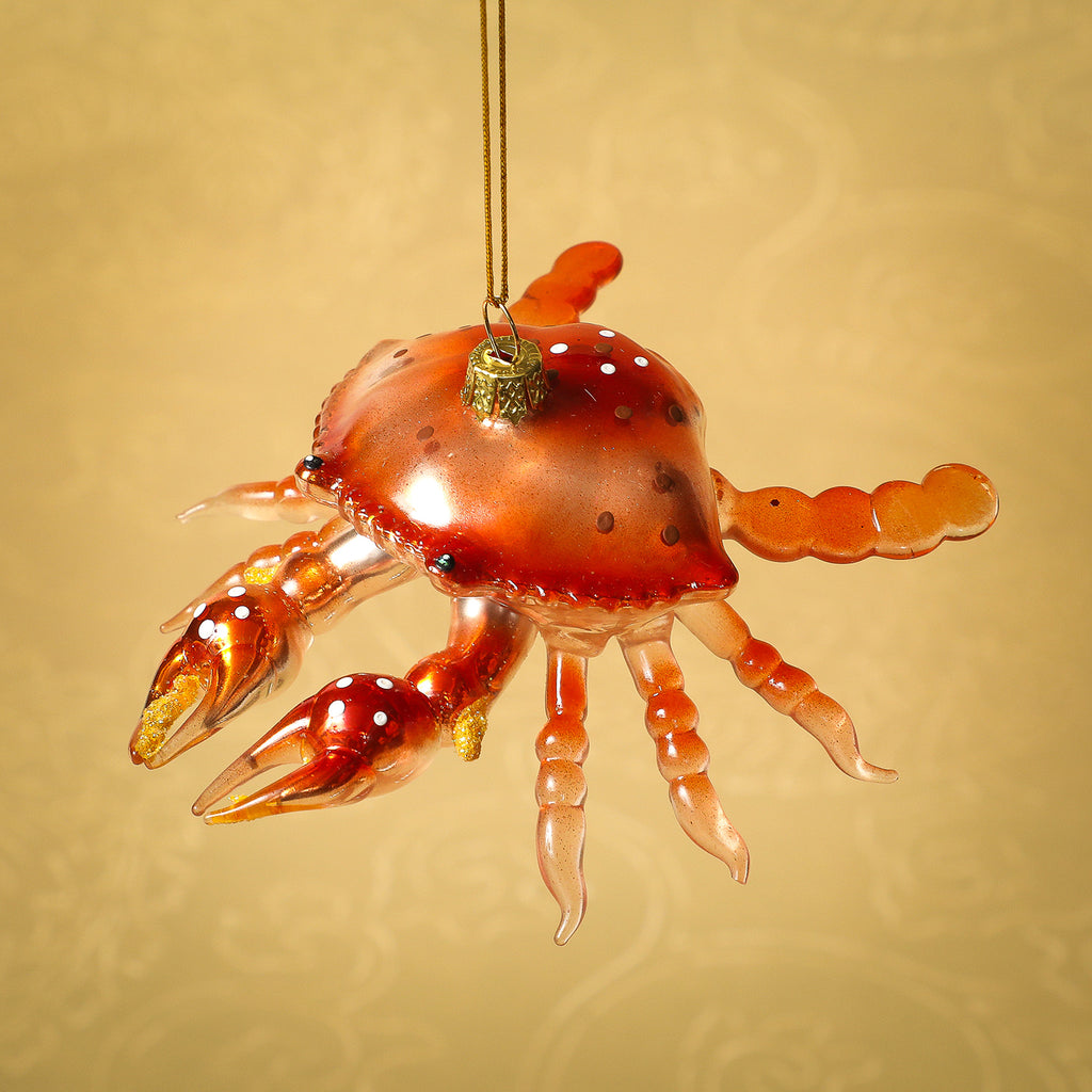 Seaside Crab Glass Ornament