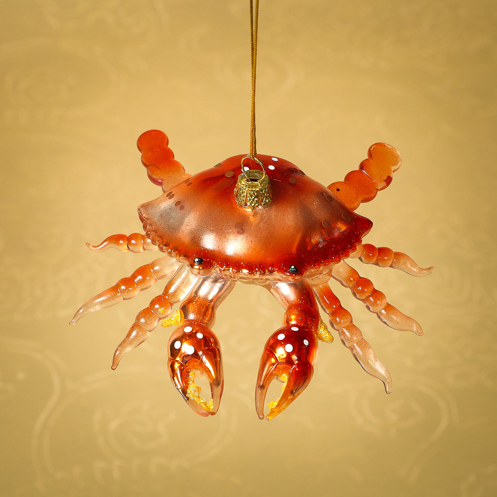 Seaside Crab Glass Ornament