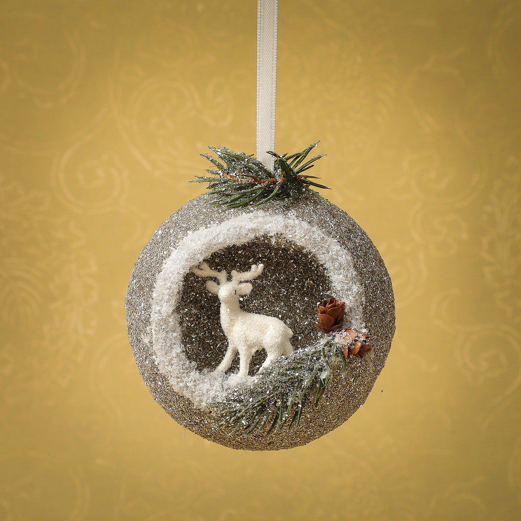 Deer Peek-A-Boo Ornament in Silver