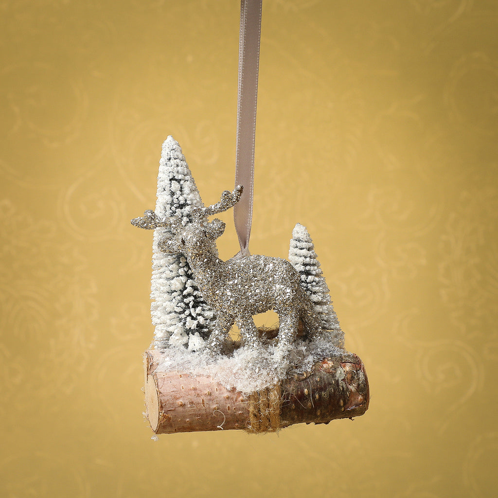 Dasher on Logs Ornament