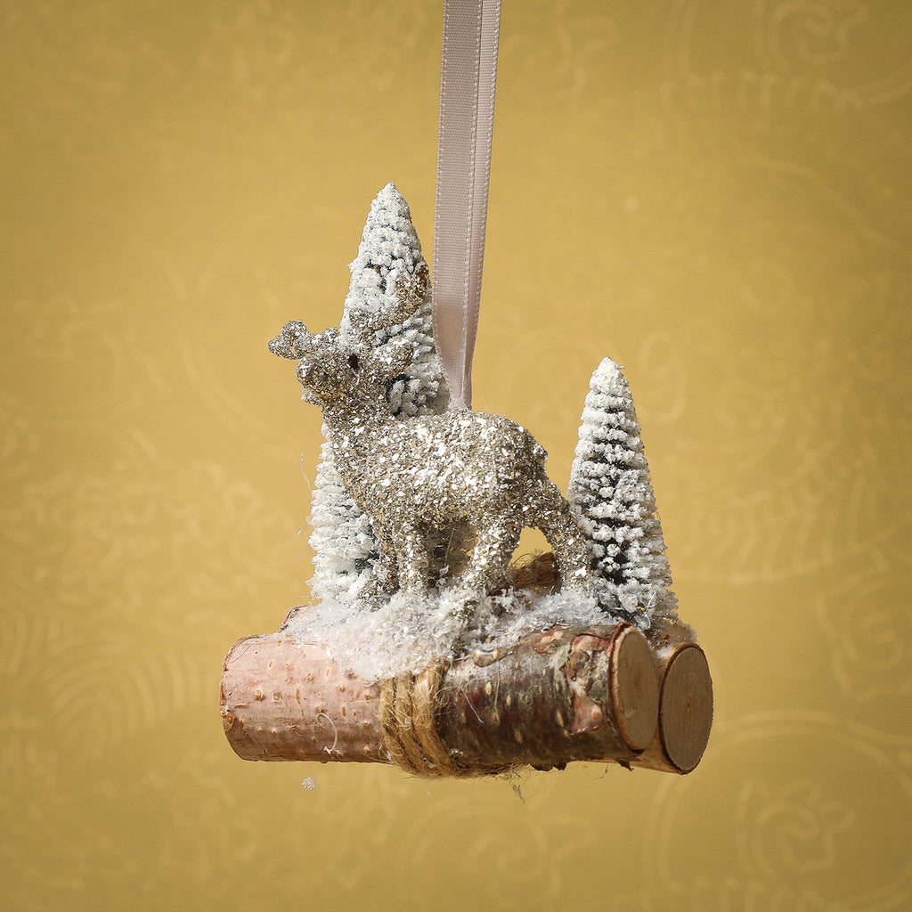 Dasher on Logs Ornament