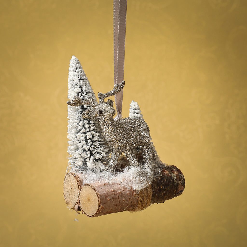 Dasher on Logs Ornament