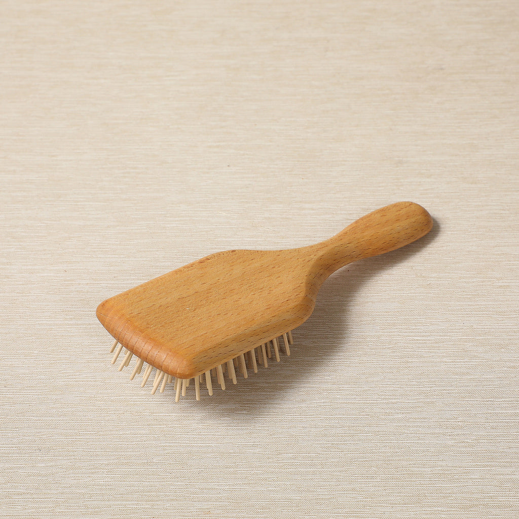 Rectangular wooden hairbrush