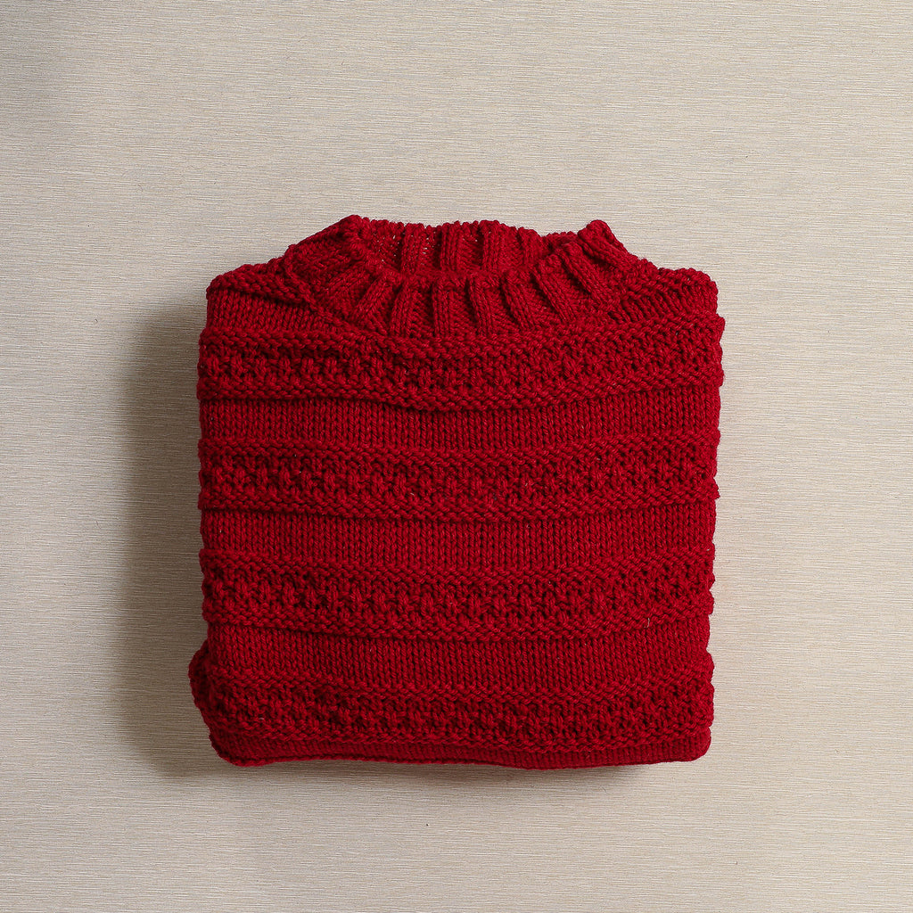 Aran stripe sweater in red