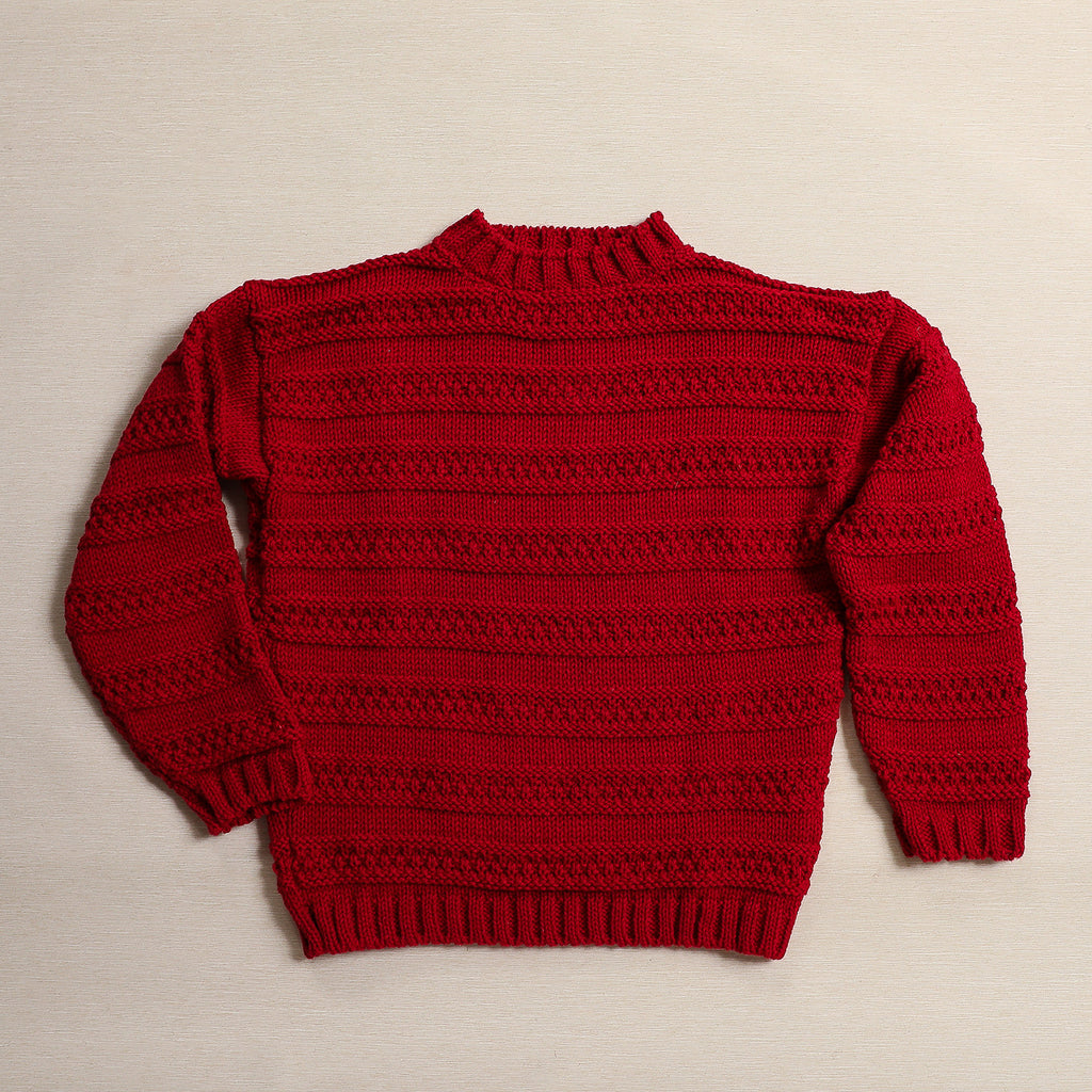 Aran stripe sweater in red