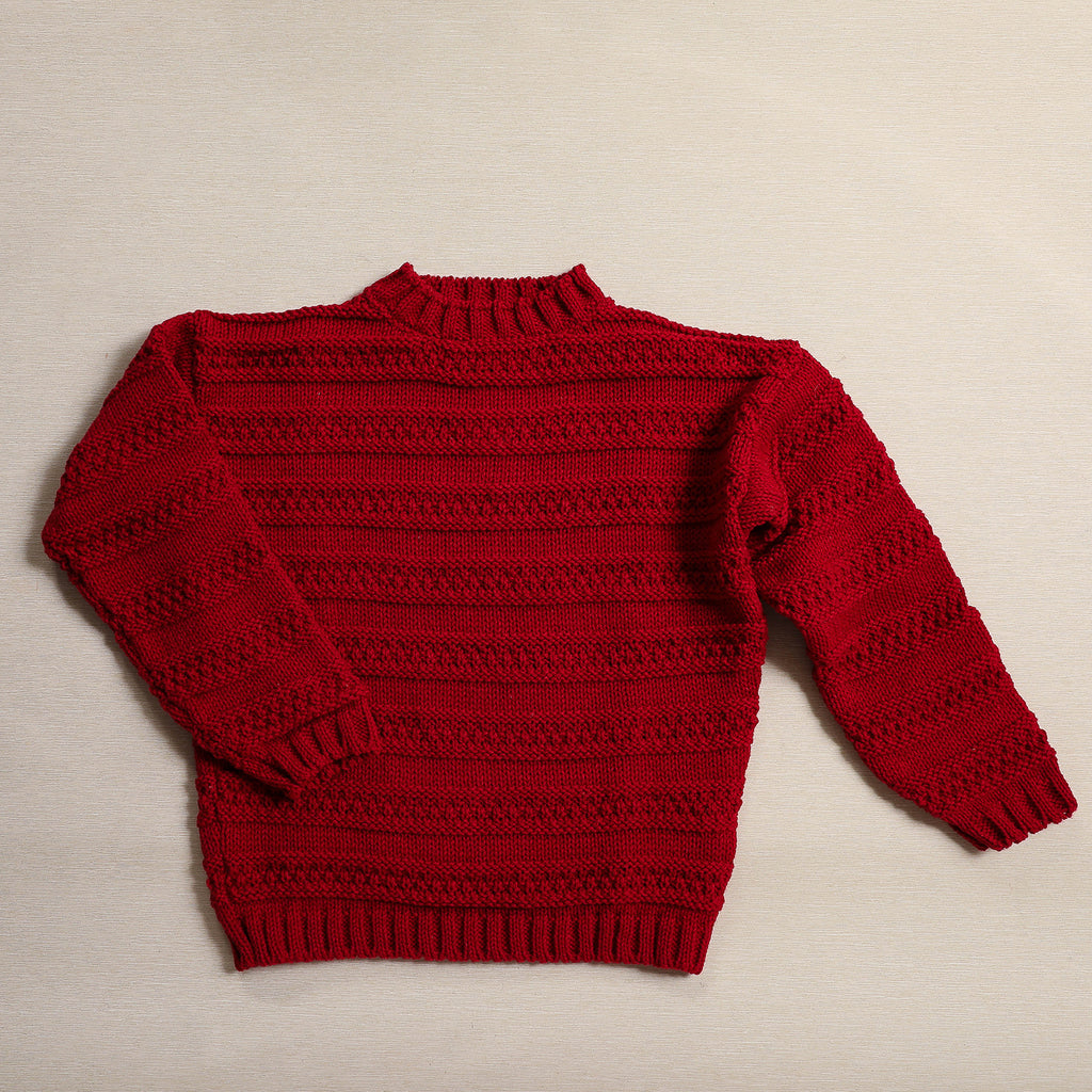 Aran stripe sweater in red