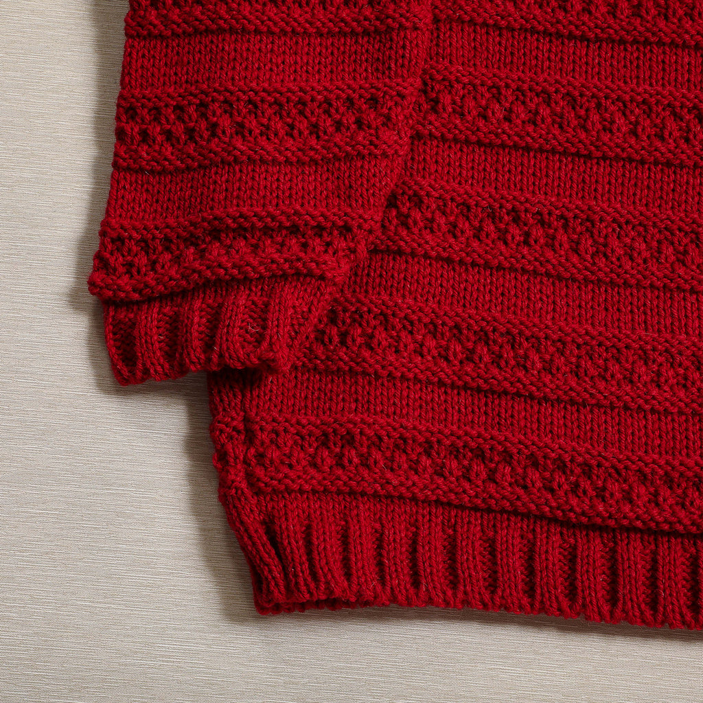 Aran stripe sweater in red