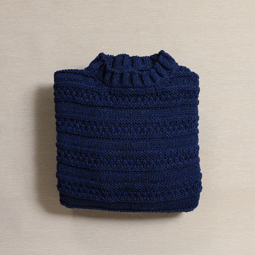 Aran stripe sweater in dark blue