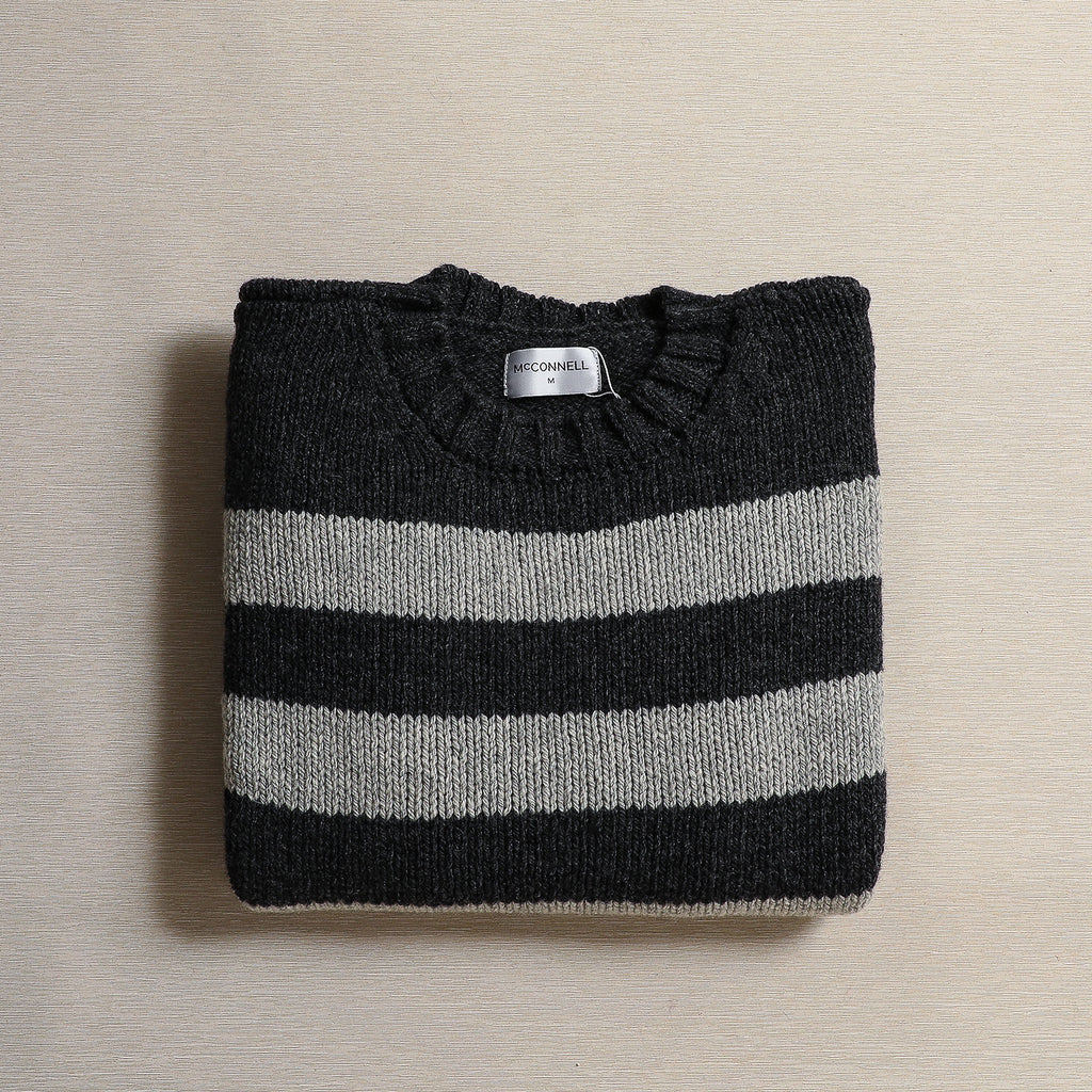 Wide stripe sweater in oatmeal