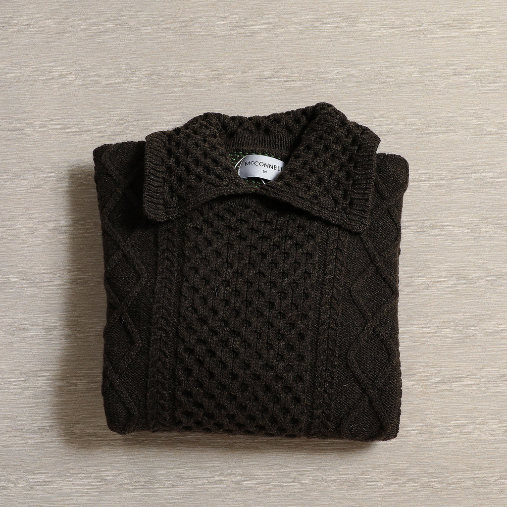 Women's diamond tweed back sweater in acorn