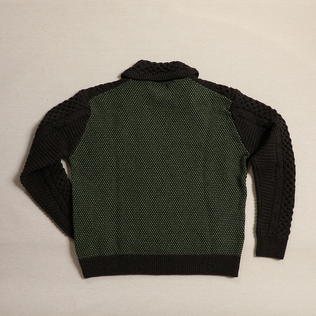 Women's diamond tweed back sweater in acorn