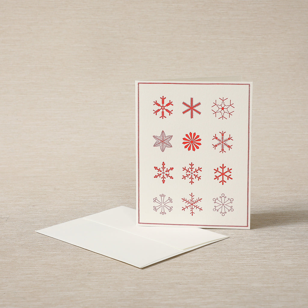 Early drawn snowflake letterpress card