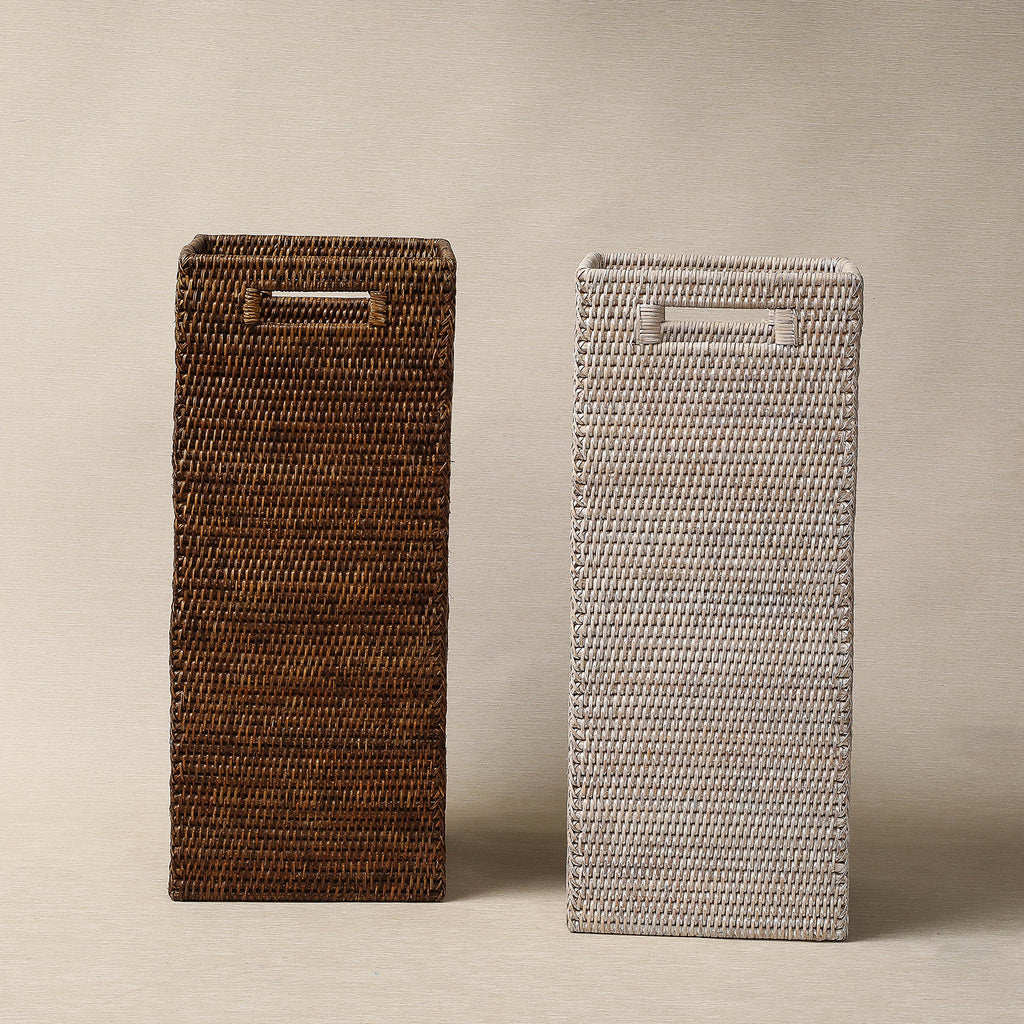 Square rattan umbrella stand with open handles